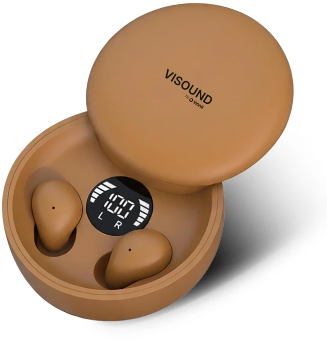 Main image of Air Skin Tones Invisible Earbuds for Small Ears - Wireless Bluetooth 5.4, Skin-Matching Mini Stemless Ear Buds, IPX5 Waterproof, Crystal Clear Calls (Golden Toffee)