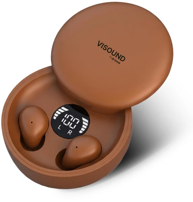 Main image of Air Skin Tones Invisible Earbuds for Small Ears - Wireless Bluetooth 5.4, Skin-Matching Mini Stemless Ear Buds, IPX5 Waterproof, Crystal Clear Calls (Copper Amber)