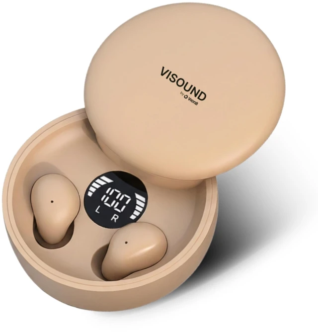 Main image of Air Skin Tones Invisible Earbuds for Small Ears - Wireless Bluetooth 5.4, Skin-Matching Mini Stemless Ear Buds, IPX5 Waterproof, Crystal Clear Calls (Soft Sand)