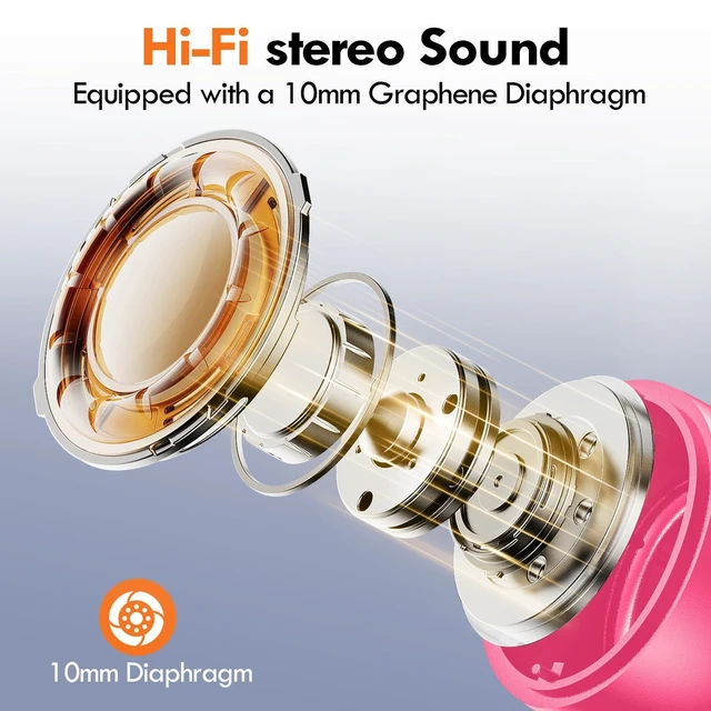 Alt view image 3 of 7 - True Wireless Earbuds Bluetooth 5.4, in Ear Headphones 48H Playtime,Light Weight, Built in Mic, Premium Sound with Deep Bass, Clear Calls for Sports Workout Hot Pink