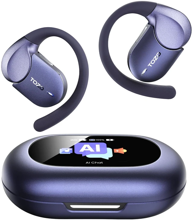 Main image of Open X2 Pro AI Smart Open Ear Earbuds, LCD Digital Screen Stereo Sound AI Assistant & Translates, Motion/Voice Control, Dual-Axis Adjustment, IPX7 Waterproof 36H Bluetooth 6.0 Headphones Blue