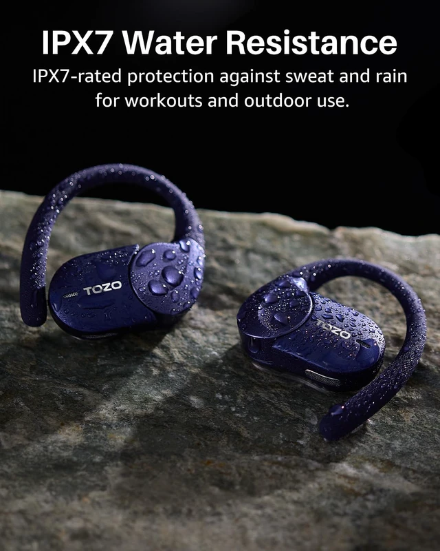 Alt view image 7 of 7 - Open X2 Pro AI Smart Open Ear Earbuds, LCD Digital Screen Stereo Sound AI Assistant & Translates, Motion/Voice Control, Dual-Axis Adjustment, IPX7 Waterproof 36H Bluetooth 6.0 Headphones Blue