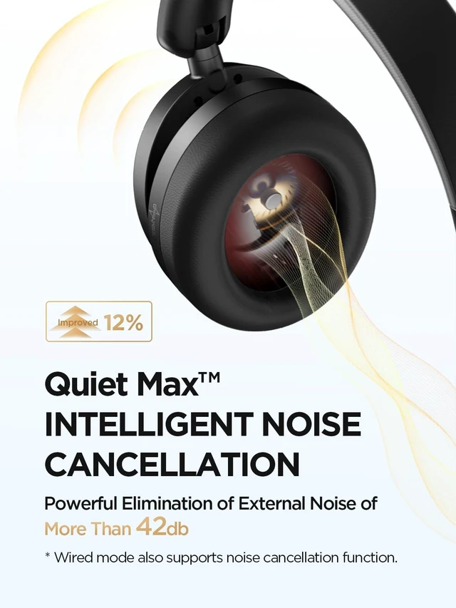 Alt view image 7 of 7 - SonoFlow-Pro Noise Cancelling Headphones - HQ51 Over Ear Bluetooth Headphones with LDAC for Hi-Res Wireless Audio,100H Playtime, Bluetooth 5.4, QuietMax ANC, Comfortable Fit (Mocha Brown)