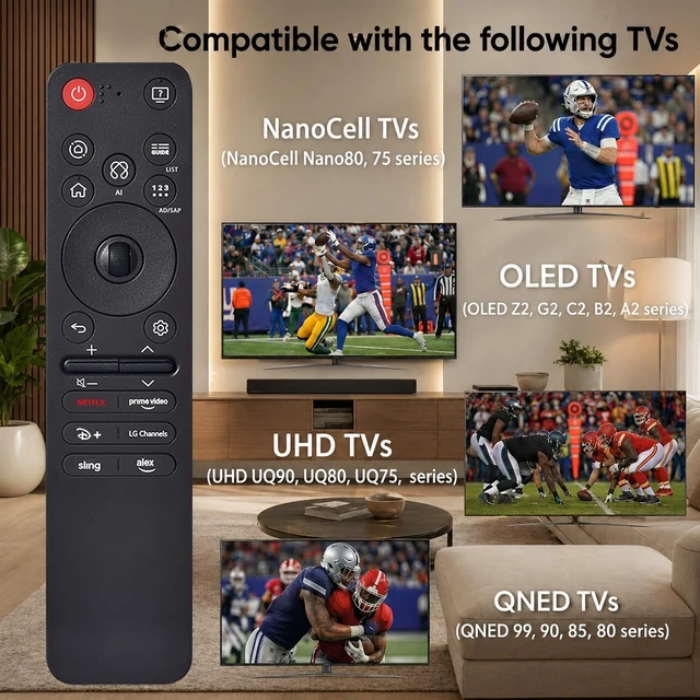 Alt view image 2 of 7 - Magic AI Voice Remote for LG Smart TV,2019-2025 Replacement Control for All LG Webos Nanocell C5, B5, G5, M5,4K,8K,for AN-MR25GA/MR24GA/MR23GA/MR22GA/MR21GA/MR20GA/MR19BA