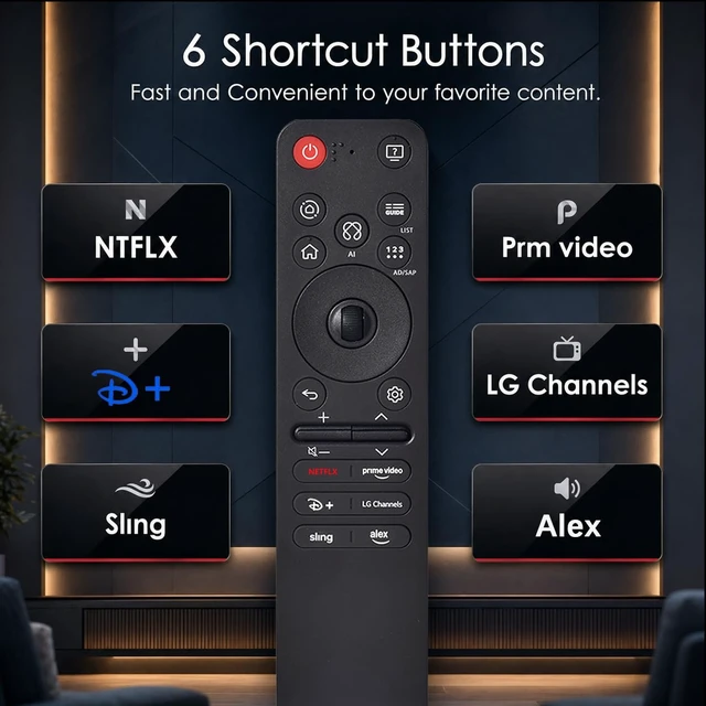 Alt view image 4 of 7 - Magic AI Voice Remote for LG Smart TV,2019-2025 Replacement Control for All LG Webos Nanocell C5, B5, G5, M5,4K,8K,for AN-MR25GA/MR24GA/MR23GA/MR22GA/MR21GA/MR20GA/MR19BA