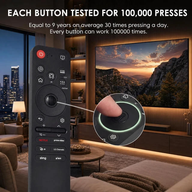 Alt view image 6 of 7 - Magic AI Voice Remote for LG Smart TV,2019-2025 Replacement Control for All LG Webos Nanocell C5, B5, G5, M5,4K,8K,for AN-MR25GA/MR24GA/MR23GA/MR22GA/MR21GA/MR20GA/MR19BA