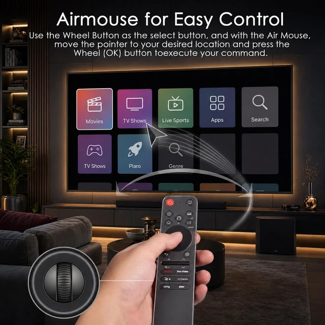 Alt view image 5 of 7 - Magic AI Voice Remote for LG Smart TV,2019-2025 Replacement Control for All LG Webos Nanocell C5, B5, G5, M5,4K,8K,for AN-MR25GA/MR24GA/MR23GA/MR22GA/MR21GA/MR20GA/MR19BA