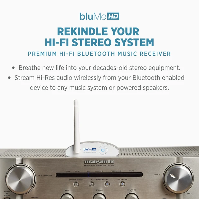 Alt view image 2 of 7 - Blume HD Long Range Bluetooth 5.3 Music Receiver Hi-Fi Audio Adapter with Audiophile DAC, LDAC & AptX HD for Home Stereo, AV Receiver or Amplifier