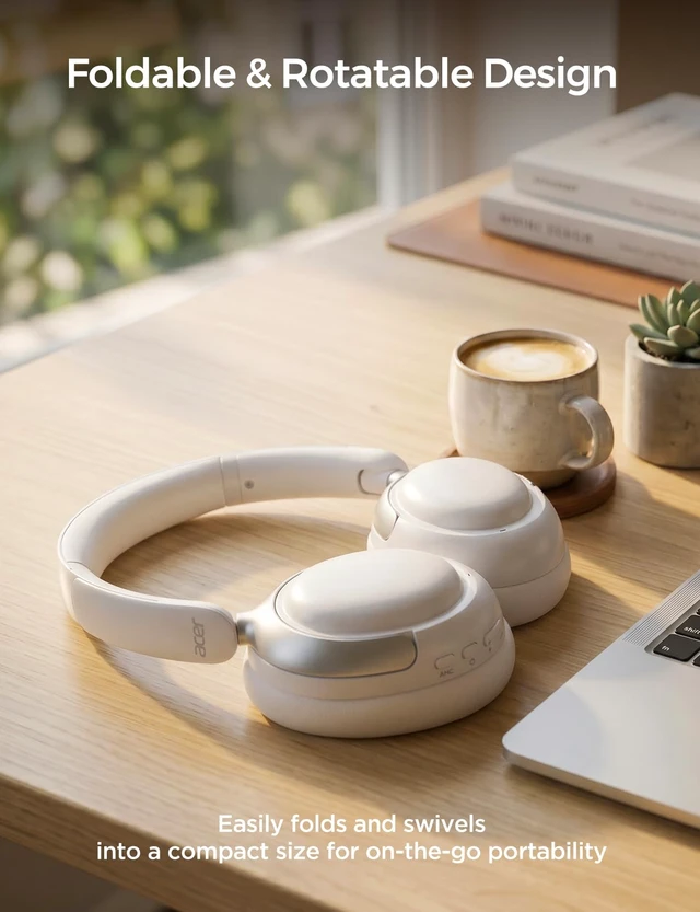 Alt view image 7 of 7 - OHR703 Adaptive Noise Cancelling Bluetooth Headphones, Over Ear, Cream Hi-Res LDAC wireless audio, 45dB Hybrid noise cancelling, Transparency mode, 160H Long battery life for travel, Bluetooth 6.0