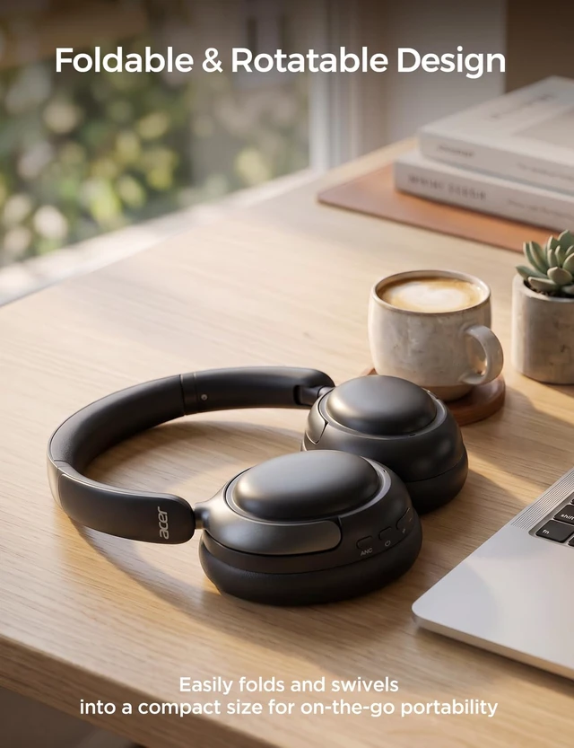 Alt view image 7 of 7 - OHR703 Adaptive Noise Cancelling Bluetooth Headphones, Over Ear, Black Hi-Res LDAC wireless audio, 45dB Hybrid noise cancelling, Transparency mode, 160H Long battery life for travel, Bluetooth 6.0