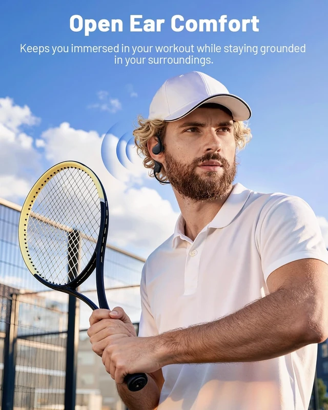Alt view image 3 of 7 - Bone Conduction Swimming Headphones IPX8 Waterproof Open Ear Earbuds Bone-Air Conduction Dual Driver with Bluetooth 6.0, 32GB Memory 8H MP3 Mode Playtime Ear buds for Swimming