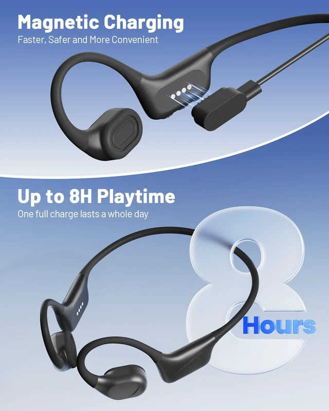 Alt view image 7 of 7 - Bone Conduction Swimming Headphones IPX8 Waterproof Open Ear Earbuds Bone-Air Conduction Dual Driver with Bluetooth 6.0, 32GB Memory 8H MP3 Mode Playtime Ear buds for Swimming