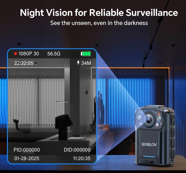 Alt view image 6 of 7 - KJ26 2K Body Camera, Dual Battery&Charging Base, 15H Recording,256GB 2 * 2000mAh batteries, night vision and 360° rotatable clips for law enforcement, security, patrol and outdoor use