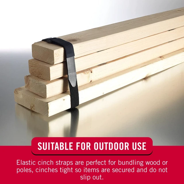 Alt view image 7 of 7 - Elastic Cinch Straps with Buckle, 6pc Variety Pack 8"-15"-30" Stretchable And Adjustable For A Snug Fit; Fastens Power Cords, Lumber, Bicycles, Sleeping Bags, Outdoor Umbrellas, more