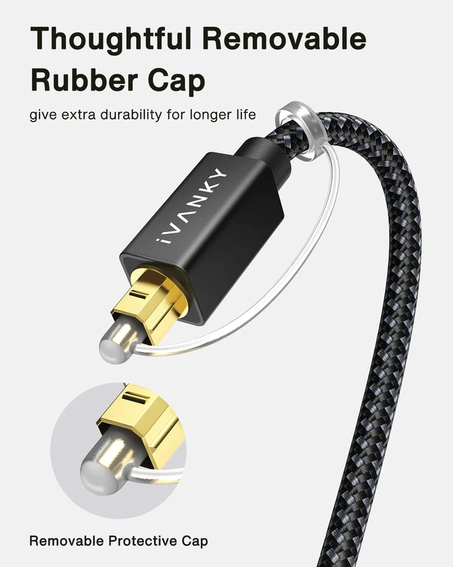 Alt view image 7 of 7 - Optical Audio Cable 6ft, Toslink Fiber Optic S/PDIF Digital Audio 24K Gold-Plated, Braided, CL3 Rated, for Soundbar TV Samsung Xbox PS4 Sonos Home Cinema Stereo, Toray Original Fiber Core