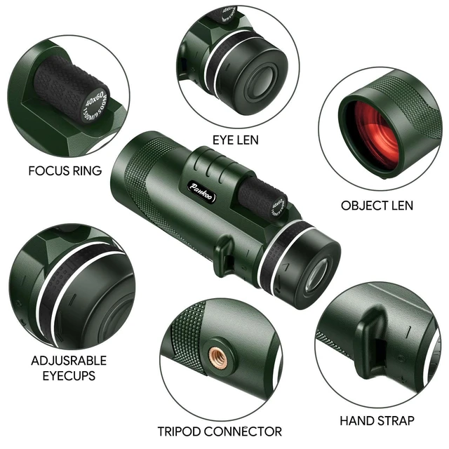 Alt view image 2 of 7 - 40X60 Monocular Telescope, High Power Monocular for Adults with Phone Adapter & Tripod & Hand Strap, Equipped with BAK4 Prism for Bird Watching