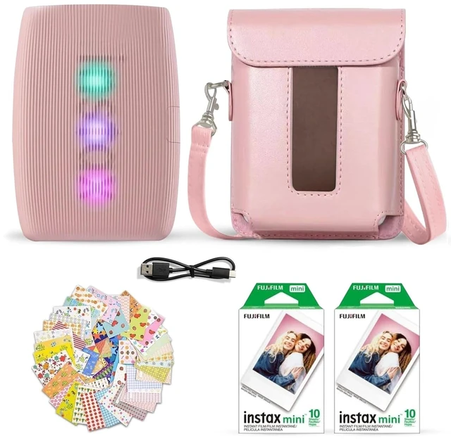 Main image of Instax Mini Link 3 Smartphone Printer Rose Pink + Fuji Film Value Pack (20 Sheets)+ Shutter Accessories Bundle, Incl. Protective Case, 20 Sticker Frames, USB Type C Cable