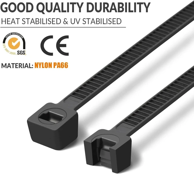 Alt view image 4 of 7 - 18 inch White Zip Ties Heavy Duty 1000 Pack Long Cable Ties 75 LBS Extra Strong, UV Resistant Cable Ties, Clear Zip Ties, Weatherproof, Self-Locking for Indoor and Outdoor