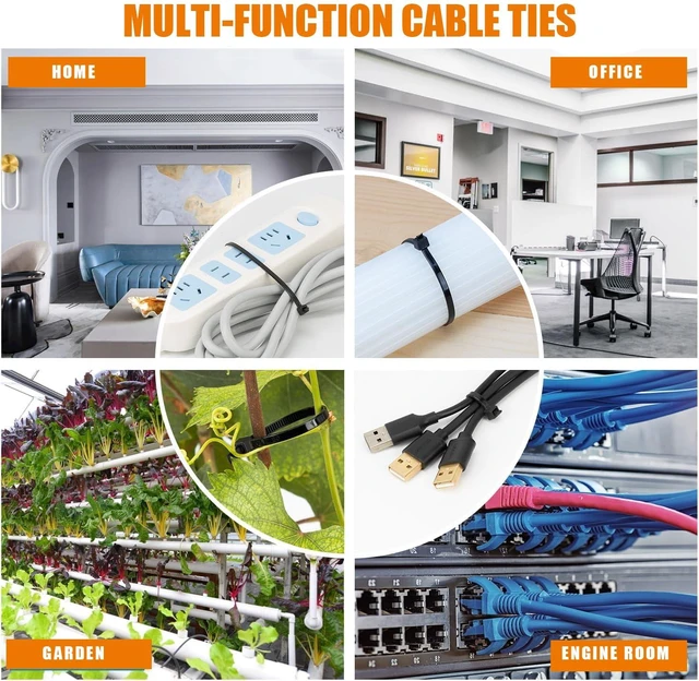 Alt view image 6 of 7 - 18 inch White Zip Ties Heavy Duty 1000 Pack Long Cable Ties 75 LBS Extra Strong, UV Resistant Cable Ties, Clear Zip Ties, Weatherproof, Self-Locking for Indoor and Outdoor