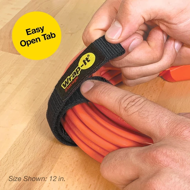 Alt view image 5 of 7 - Quick-Straps by 12 (12-Pack) Black Hook and Loop Cord Wraps for Cable Storage and Organization