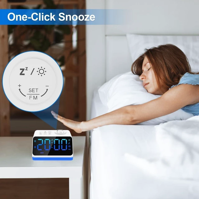 Alt view image 3 of 7 - Digital Alarm Clock with FM Radio for Bedroom, 8 Colors Night Light with 2 Charging Port, Sleep Sound Machines with Timer, Dual Alarm, Loud Alarm and Easy to Use for Seniors as Gift