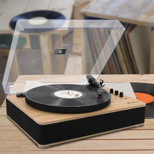 Alt view image 7 of 7 - 9-in-1 Bluetooth Vinyl Record Player with Built-in Speakers LP Player,USB Play&Recording, Pitch Control,3 SpeedsAUX IN,Rca Out,Headphones Out