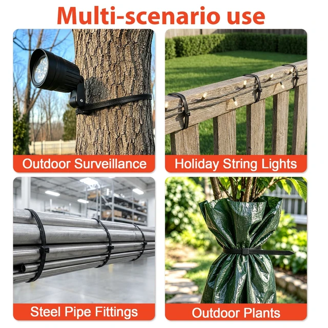 Alt view image 6 of 7 - Zip Ties Heavy Duty 18 Inch V-Shaped Toothed Double Sided With 220 LBS Tensile Strength Cable Wire Ties Adjustable More Durable Nylon Tie Wraps for Indoor Outdoor100 Pack