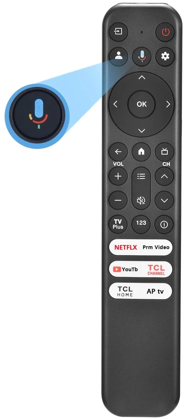 Main image of for TCL Google TV Voice Remote,Smart Replacement for TCL TV Remote Control Compatible with TCL QM8/QM7/S5//Q7/Q6/Q5 4K UHD HDR LED QLED LED Smart TVs,with NTFLX /Prm Video/YuTobe/TCL/Aple TV Buttons