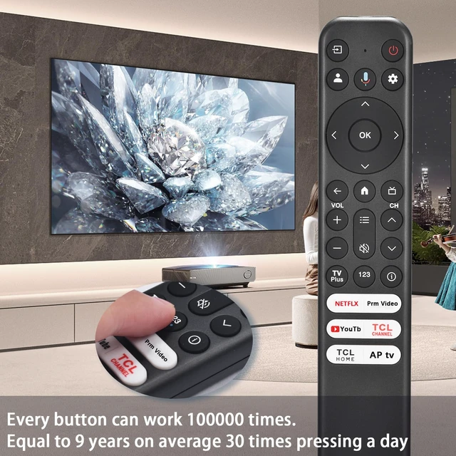 Alt view image 4 of 7 - for TCL Google TV Voice Remote,Smart Replacement for TCL TV Remote Control Compatible with TCL QM8/QM7/S5//Q7/Q6/Q5 4K UHD HDR LED QLED LED Smart TVs,with NTFLX /Prm Video/YuTobe/TCL/Aple TV Buttons