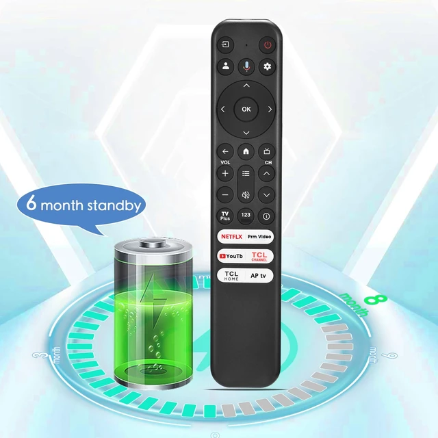 Alt view image 5 of 7 - for TCL Google TV Voice Remote,Smart Replacement for TCL TV Remote Control Compatible with TCL QM8/QM7/S5//Q7/Q6/Q5 4K UHD HDR LED QLED LED Smart TVs,with NTFLX /Prm Video/YuTobe/TCL/Aple TV Buttons