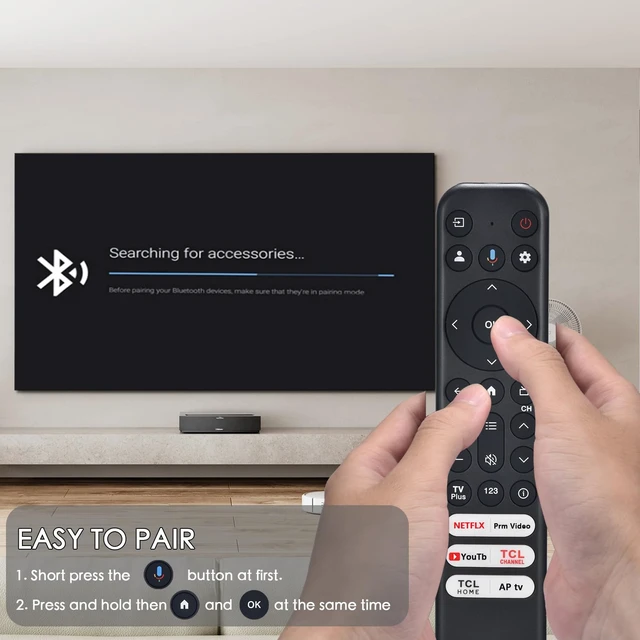 Alt view image 6 of 7 - for TCL Google TV Voice Remote,Smart Replacement for TCL TV Remote Control Compatible with TCL QM8/QM7/S5//Q7/Q6/Q5 4K UHD HDR LED QLED LED Smart TVs,with NTFLX /Prm Video/YuTobe/TCL/Aple TV Buttons