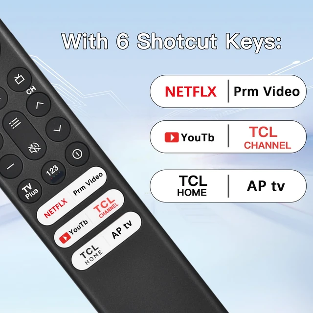 Alt view image 7 of 7 - for TCL Google TV Voice Remote,Smart Replacement for TCL TV Remote Control Compatible with TCL QM8/QM7/S5//Q7/Q6/Q5 4K UHD HDR LED QLED LED Smart TVs,with NTFLX /Prm Video/YuTobe/TCL/Aple TV Buttons