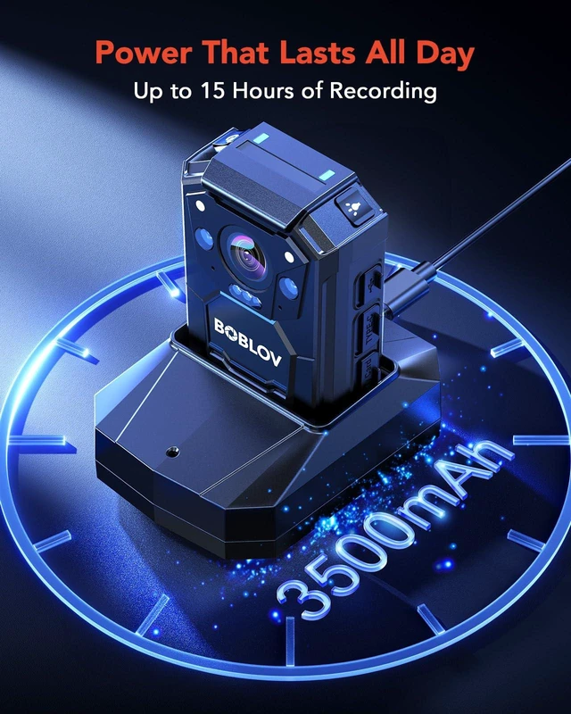 Alt view image 3 of 7 - 128G 2K Body Camera with Video and Audio, Remote Controller, M12 3500mAh Battery for 15H Recording Wearable Body Mounted Camera, Night Vision for Security Guard, Patrol, Law Enforcement