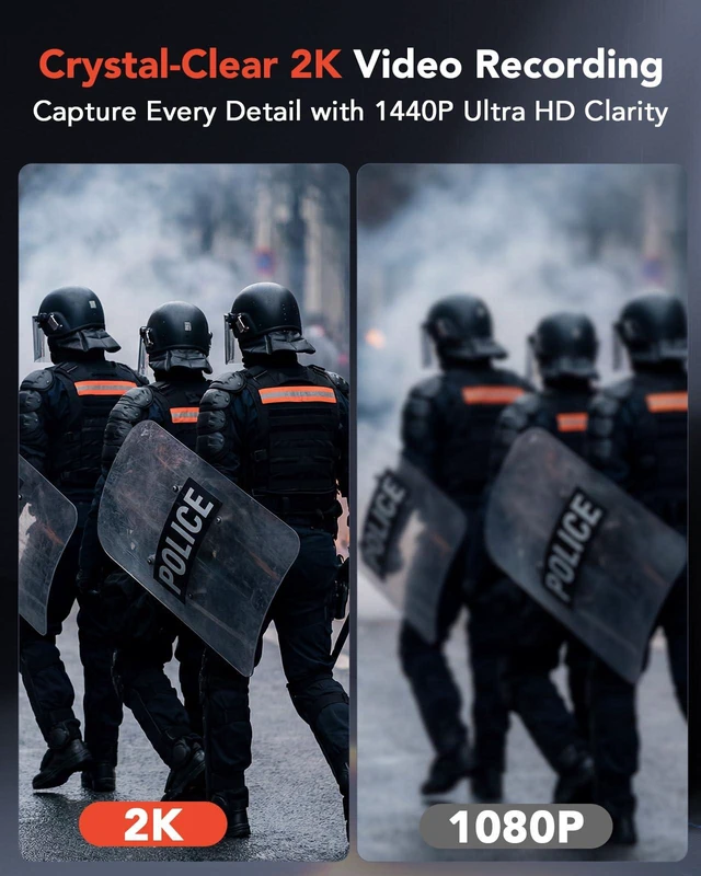 Alt view image 5 of 7 - 128G 2K Body Camera with Video and Audio, Remote Controller, M12 3500mAh Battery for 15H Recording Wearable Body Mounted Camera, Night Vision for Security Guard, Patrol, Law Enforcement