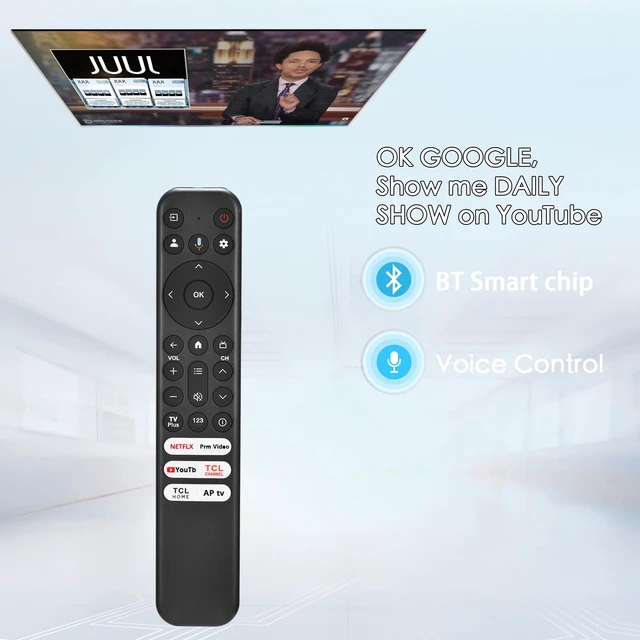 Alt view image 3 of 7 - for TCL Google TV Voice Remote,Smart Replacement for TCL TV Remote Control Compatible with TCL QM8/QM7/S5//Q7/Q6/Q5 4K UHD HDR LED QLED LED Smart TVs,with NTFLX /Prm Video/YuTobe/TCL/Aple TV Buttons