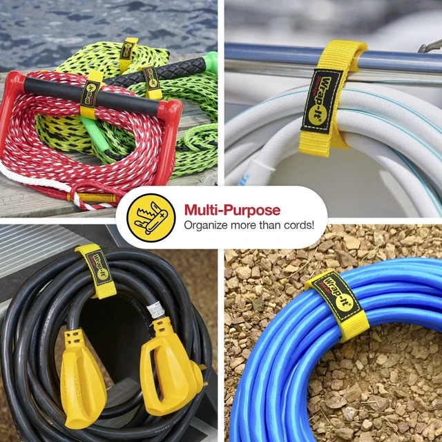 Alt view image 4 of 7 - Quick-Straps by - 12" (12 Pack) Yellow - Extension Cord Holder for RV and Boat Organizing