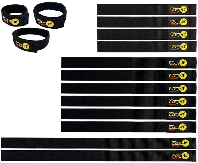 Main image of Quick-Straps by - Assorted 12-Pack Black Hook and Loop Hose and Cable Organizers