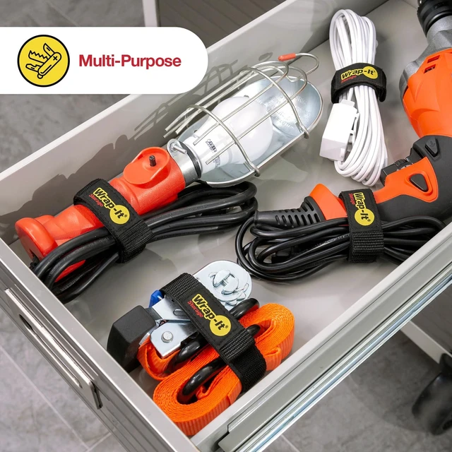 Alt view image 2 of 7 - Quick-Straps by - Assorted 12-Pack Black Hook and Loop Hose and Cable Organizers