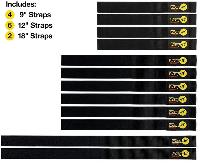 Alt view image 3 of 7 - Quick-Straps by - Assorted 12-Pack Black Hook and Loop Hose and Cable Organizers