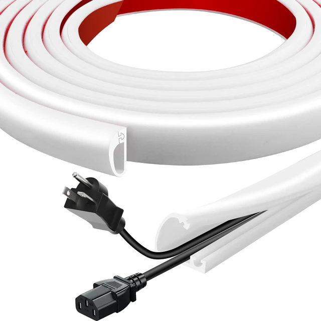 Main image of Silicone Cord Hider for Wall,236" Self-Adhesive Wire Hider for Cords,Side Open Cable Raceway Kit for Mounted TV,Flexible Cord Cover Cable Concealer Channel for Home & OfficeCavity 0.63" W x 0.31" H