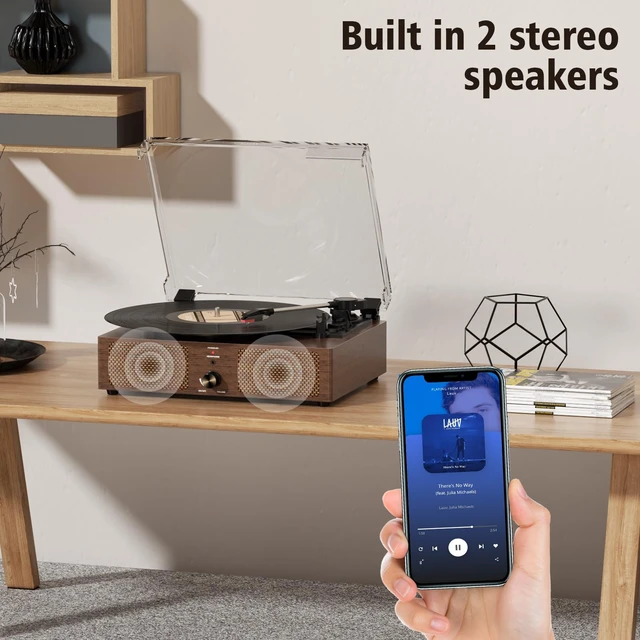 Alt view image 5 of 7 - Vinyl Record Player Turntable with Built-in Bluetooth Receiver & 2 Stereo Speakers, 3 Speed 3 Size Portable Retro Record Player for Entertainment and Home Decoration