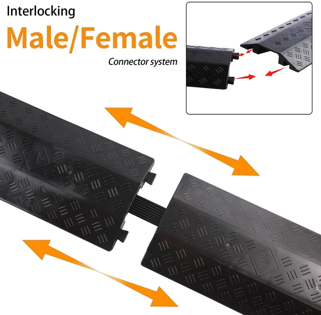 Alt view image 6 of 6 - Medium 3 Pack - Floor Cord Cover Cord Protector Drop Over Drop Trak Cable Ramp for Office Warehouse - Black