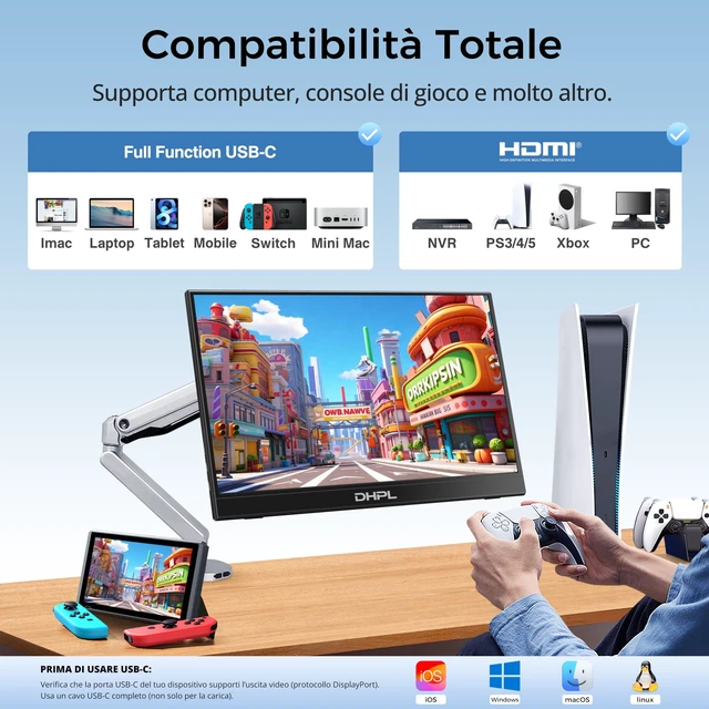 Alt view image 2 of 7 - Portable Monitor 15.6 Inch FHD 1080P IPS Screen Extender for Laptop Ultra-Slim 1.4lb Travel Monitor with Smart Cover, Dual USB-C & HDMI, VESA 75x75, Speakers, for Mac PC Phone Switch PS5 Xbox