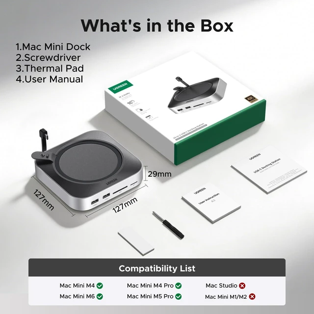 Alt view image 7 of 7 - Mac mini Dock & Stand with NVMe SSD Enclosure for M6/M5 Pro/M4 3 USB A 10Gbps, USB C Data Port, SD Card Reader for Mac mini M6/M4/ M4 Pro/M5 Pro