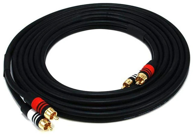 Main image of Premium Two-Channel Audio Cable - 12 Feet - Black 2 RCA Plug to 2 RCA Plug 22AWG, Male to Male