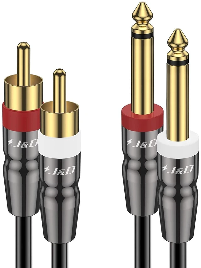 Main image of Dual 1/4 inch TS to Dual RCA Cable, Heavy Duty 1/4 Male to RCA Male Adapter Stereo Audio Interconnect Quarter inch Cable, 25 Feet