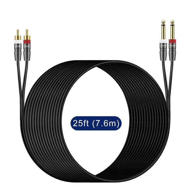 Alt view image 7 of 7 - Dual 1/4 inch TS to Dual RCA Cable, Heavy Duty 1/4 Male to RCA Male Adapter Stereo Audio Interconnect Quarter inch Cable, 25 Feet