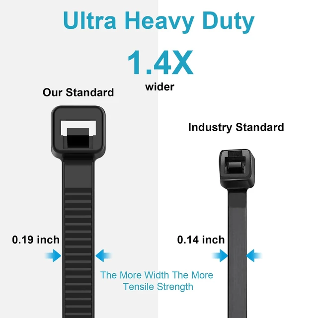 Alt view image 3 of 6 - 14 Inch Zip Ties Double Sided Toothed (400 Pack),100 LBS Tensile Strength Heavy Duty Cable Wire Ties With Self-Locking Adjustable More Durable Nylon Tie Wraps for Indoor Outdoor