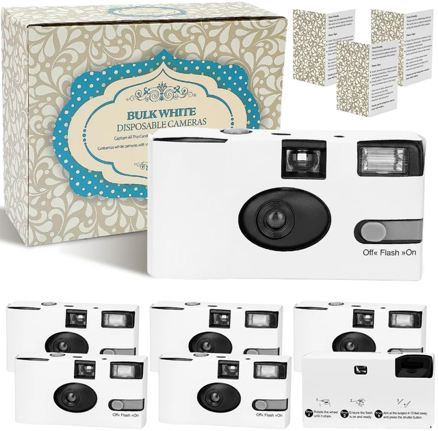 Main image of 6 Pack Disposable Cameras Bulk for Wedding with Upgraded 35mm Film, White Single-Use Disposable Camera with Flash, ISO 400 17 Exposures for Outdoor Travel Gathering Anniversary Birthday