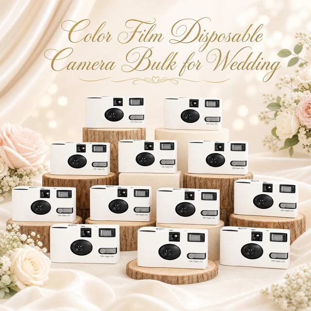 Alt view image 2 of 7 - 6 Pack Disposable Cameras Bulk for Wedding with Upgraded 35mm Film, White Single-Use Disposable Camera with Flash, ISO 400 17 Exposures for Outdoor Travel Gathering Anniversary Birthday